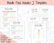 Load image into Gallery viewer, 30 Day Habit Tracker Printable | EDITABLE 30 Day Self Care Fitness Challenge | Pastel Rainbow