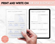 Load image into Gallery viewer, Target Audience Customer Market Template | Customer Avatar Market Research Worksheet, Ideal Client Buyer Persona Profile | Mono