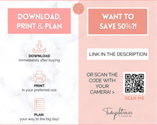 Load image into Gallery viewer, Wedding Planner Printable BUNDLE | Wedding Binder, Checklist, Budget, Wedding Day Schedule & To Do List Planner Book | Pink Watercolor