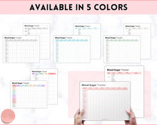 Load image into Gallery viewer, Blood Sugar Tracker | BUNDLE of 6 Blood Sugar Logs, Glucose Tracker, Diabetes Log, Medical Planner Printable, Type 2, Gestational Diabetes