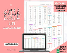 Load image into Gallery viewer, FREE - Grocery List Printable, Weekly Shopping List, Meal Planner Checklist, Kitchen Organization Template | Pink Watercolor