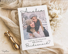 Load image into Gallery viewer, Bridesmaid Proposal Card EDITABLE Template | Add your PHOTO to your Bridesmaid Invite, Bridal Maid of Honor Template | Style 2
