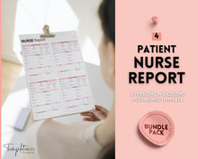 Load image into Gallery viewer, 4 Patient Nurse Report Sheet to Organize your Shifts | Nurse Brain Sheet, ICU Nurse Report Patient Assessment Template | Pink