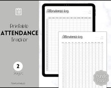 Load image into Gallery viewer, Attendance Tracker Sheet | Printable Attendance Record Log for Students | Mono