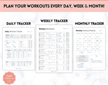 Load image into Gallery viewer, Workout Tracker BUNDLE | Fitness, Exercise & Weight loss Planner | Mono