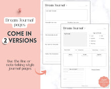 Load image into Gallery viewer, Dream Journal Printable BUNDLE | Dream Analysis, Dream Interpretation, Dream Tracker, Dream Diary & Sleep Tracker | Mono