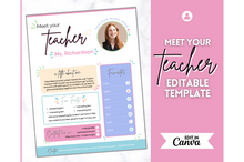 Load image into Gallery viewer, Meet the Teacher Template | Editable Introduction letter for Teachers | Pink