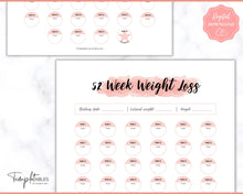 Load image into Gallery viewer, 52 Week Weight Loss Tracker & Monthly Challenge | Weight Loss Chart, Pounds Lost Fitness Tracker | Pink Swash