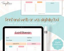 Load image into Gallery viewer, Event Planner Template, Printable Party Planner, Birthday, Wedding, Bridal, Budget, Invites, Event Plan Set, Party Organizer | Colorful Sky
