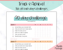 Load image into Gallery viewer, EDITABLE 30 Day Challenge Tracker | 30 Day Habit Tracker Printable, Weight Loss Journal, Fitness Planner | Colorful Sky