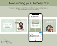 Load image into Gallery viewer, Instagram GIVEAWAY Templates | Social Media Post & Story Engagement Templates for Small Businesses | Green