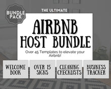 Load image into Gallery viewer, Airbnb Host BUNDLE | Editable Airbnb Signs, Welcome Book Template, Cleaning checklist, Business Tracker Spreadsheet | Farmhouse