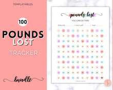 Load image into Gallery viewer, Pounds Lost Tracker Bundle - 10 20, 30, 50, 100 lbs Printable Weight Loss Printables | Swash Rainbow