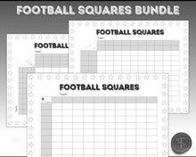 Load image into Gallery viewer, Printable Football Squares for the Superbowl | Football Betting Games, Super Bowl Squares, Football Fundraiser | 4 Color Bundle