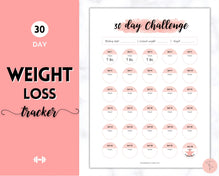 Load image into Gallery viewer, 30 day Weight Loss Tracker & Monthly Challenge | Weight Loss Chart, Pounds Lost Fitness Tracker | Pink Swash