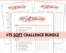 Load image into Gallery viewer, EDITABLE 75 SOFT Challenge Tracker | 75soft Printable Challenge, Fitness & Health Planner | Pink Watercolor