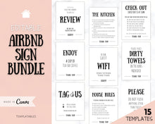 Load image into Gallery viewer, 15 Airbnb Posters | Editable Template Sign Bundle, Wifi password Sign, Check Out Signs for Airbnb Superhosts | Farmhouse