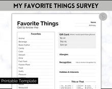 Load image into Gallery viewer, Get To Know Me Printable Game |  Get To Know You Ice Breaker Game | Employee Favorite Things, Team Building, Christmas Party | Mono