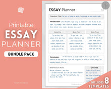 Load image into Gallery viewer, Essay Planner Printable BUNDLE for Students | Essay Writing Template for College Assignment, School, Homework & Projects | Minimalist