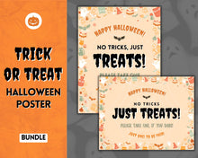 Load image into Gallery viewer, Halloween Trick or Treat sign | 'Please Take One' Printable Candy Treat Poster | Orange