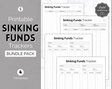 Load image into Gallery viewer, Sinking Funds Tracker BUNDLE | Printable Savings, Budget & Finance Trackers | Mono