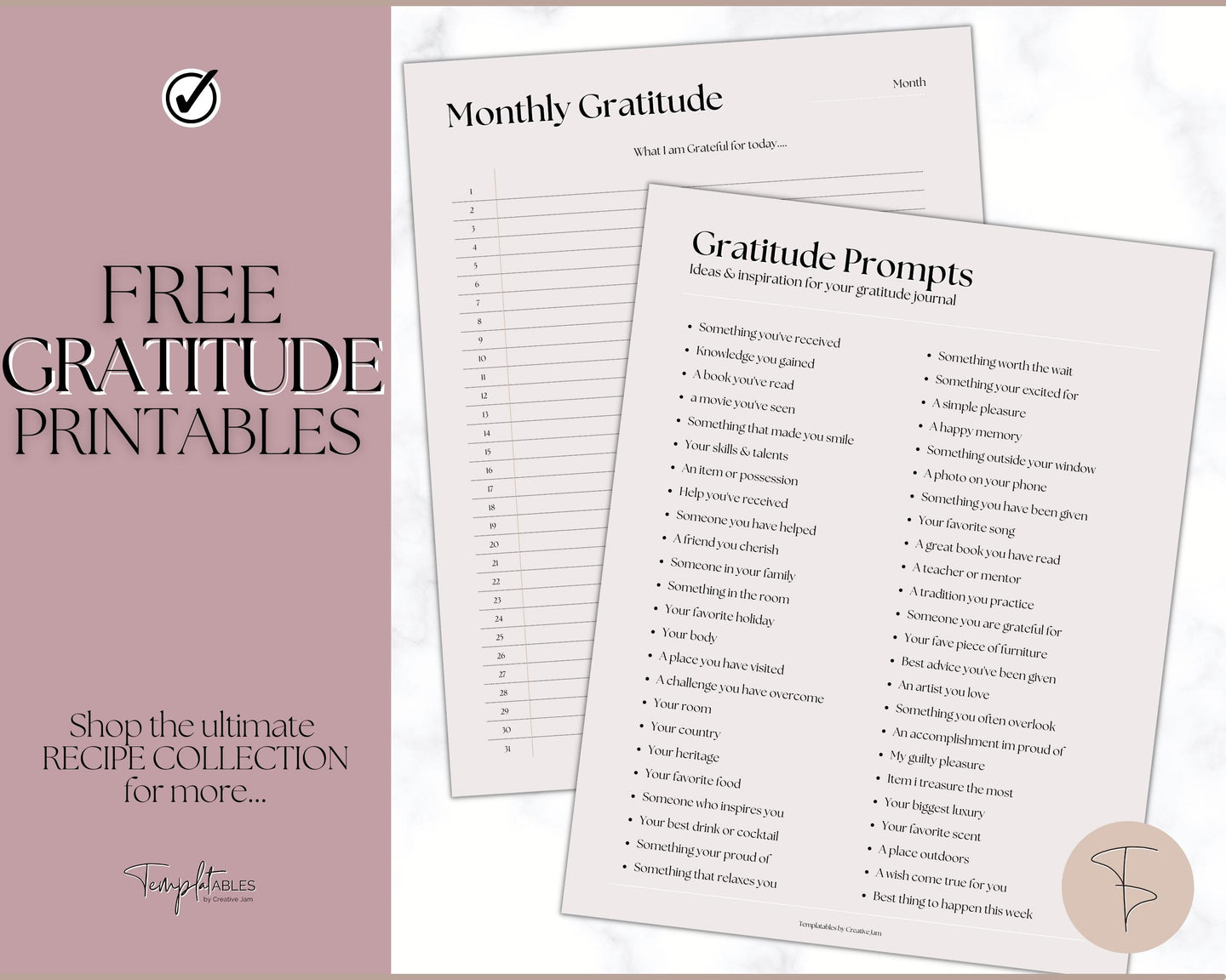 FREE - Gratitude Planner Printable | Daily Gratitude Journal | Lux