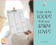 Load image into Gallery viewer, Baby Food Tracker Printable BUNDLE | Baby’s First Foods Meal Planner & Daily Food Diary, 100 Foods Before 1 | Colorful Sky