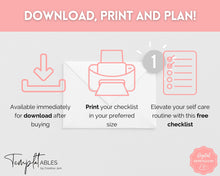 Load image into Gallery viewer, FREE - Self Care Checklist, Self-Care Planner & Selfcare Journal Tracker | Wellness Planner, Daily Wellbeing, Mindfulness, Mental Health Kit | WC Scrawl Pink