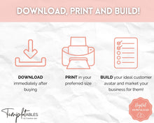 Load image into Gallery viewer, Target Audience Customer Market Template | Customer Avatar Market Research Worksheet, Ideal Client Buyer Persona Profile | Mono