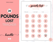 Load image into Gallery viewer, Pounds Lost Tracker Bundle - 10 20, 30, 50, 100 lbs Printable Weight Loss Printables | Pink Watercolor