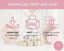 Load image into Gallery viewer, Mini Savings Challenge Printable BUNDLE | 12 Saving Trackers, Cash Envelope, A6 Saving Challenges | Pink