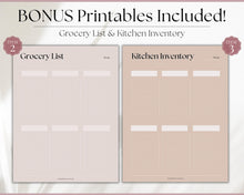 Load image into Gallery viewer, Boho Weekly Meal Planner Printable | Food Diary, Meal Tracker, Food Journal with BONUS Grocery List | Lux