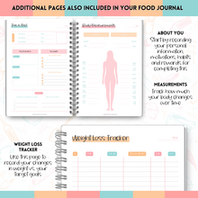 Load image into Gallery viewer, My 90 Day Food Journal: Daily Food Journal, 90 Day Meal Tracker & Planner, Fitness Diet Wellness Planner, Habit Tracker, Weight Loss Tracker, Nutrition Log, Daily Food Diary | A5 Colorful Sky