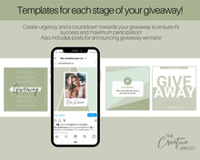 Load image into Gallery viewer, Instagram GIVEAWAY Templates | Social Media Post & Story Engagement Templates for Small Businesses | Green