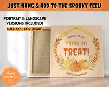 Load image into Gallery viewer, Halloween Trick or Treat sign | 'Please Take One' Printable Candy Treat Poster | Square
