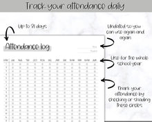 Load image into Gallery viewer, Attendance Tracker Sheet | Printable Attendance Record Log for Students | Mono