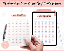 Load image into Gallery viewer, 52 Week Weight Loss Tracker & Monthly Challenge | Weight Loss Chart, Pounds Lost Fitness Tracker | Pink Swash