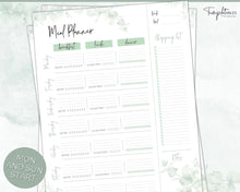 Load image into Gallery viewer, Weekly Meal Planner Printable | Food Diary, Meal Tracker, Food Journal with BONUS Grocery List | Green Eucalyptus