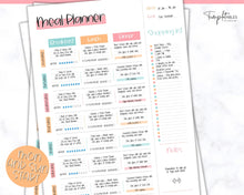 Load image into Gallery viewer, Colorful Meal Planner | Weekly Food Diary, Meal Tracker Printable, Daily Food Journal & Shopping List | Colorful Sky