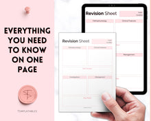 Load image into Gallery viewer, Nursing Revision Sheets for Medical School | Medicine & Nursing Students, Exam Revision Notes & Guide Templates | Pink
