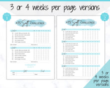Load image into Gallery viewer, EDITABLE 75 SOFT Challenge Tracker | 75soft Printable Challenge, Fitness & Health Planner | Blue Watercolor
