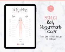 Load image into Gallery viewer, 30 Day Habit Tracker Printable | EDITABLE 30 Day Self Care Fitness Challenge | Pastel Rainbow