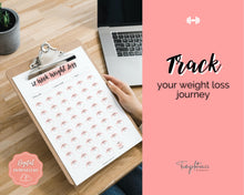 Load image into Gallery viewer, 52 Week Weight Loss Tracker & Monthly Challenge | Weight Loss Chart, Pounds Lost Fitness Tracker | Pink Swash