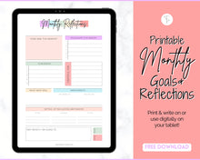 Load image into Gallery viewer, FREE - Monthly Goals & Reflections Printables | Pastel Rainbow