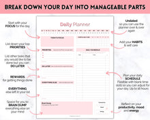 Load image into Gallery viewer, ADHD Daily Planner for Adults - Made for Neurodivergent Brains | Pink