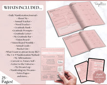 Load image into Gallery viewer, Manifestation & Affirmation Journal | Law of Attraction, Vision Board & Mindfulness Printables | Pink