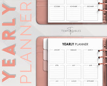 Load image into Gallery viewer, Editable Yearly Planner 2023 | Year at a Glance, Undated Annual To Do List, 12 Month Year in Review Calendar | Mono