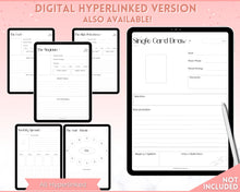 Load image into Gallery viewer, Tarot Card Trackers & Monthly Readings | Learn Tarot Card Readings, Tarot Spreads | Beginner Tarot Planner Workbook, Grimoire & Cheat Sheets | Pink