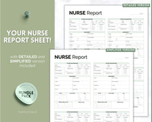 Load image into Gallery viewer, 4 Patient Nurse Report Sheet to Organize your Shifts | Nurse Brain Sheet, ICU Nurse Report Patient Assessment Template | Green