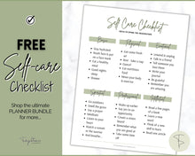 Load image into Gallery viewer, FREE - Self Care Checklist, Self-Care Planner & Selfcare Journal Tracker | Wellness Planner, Daily Wellbeing, Mindfulness, Mental Health Kit | WC Scrawl Green